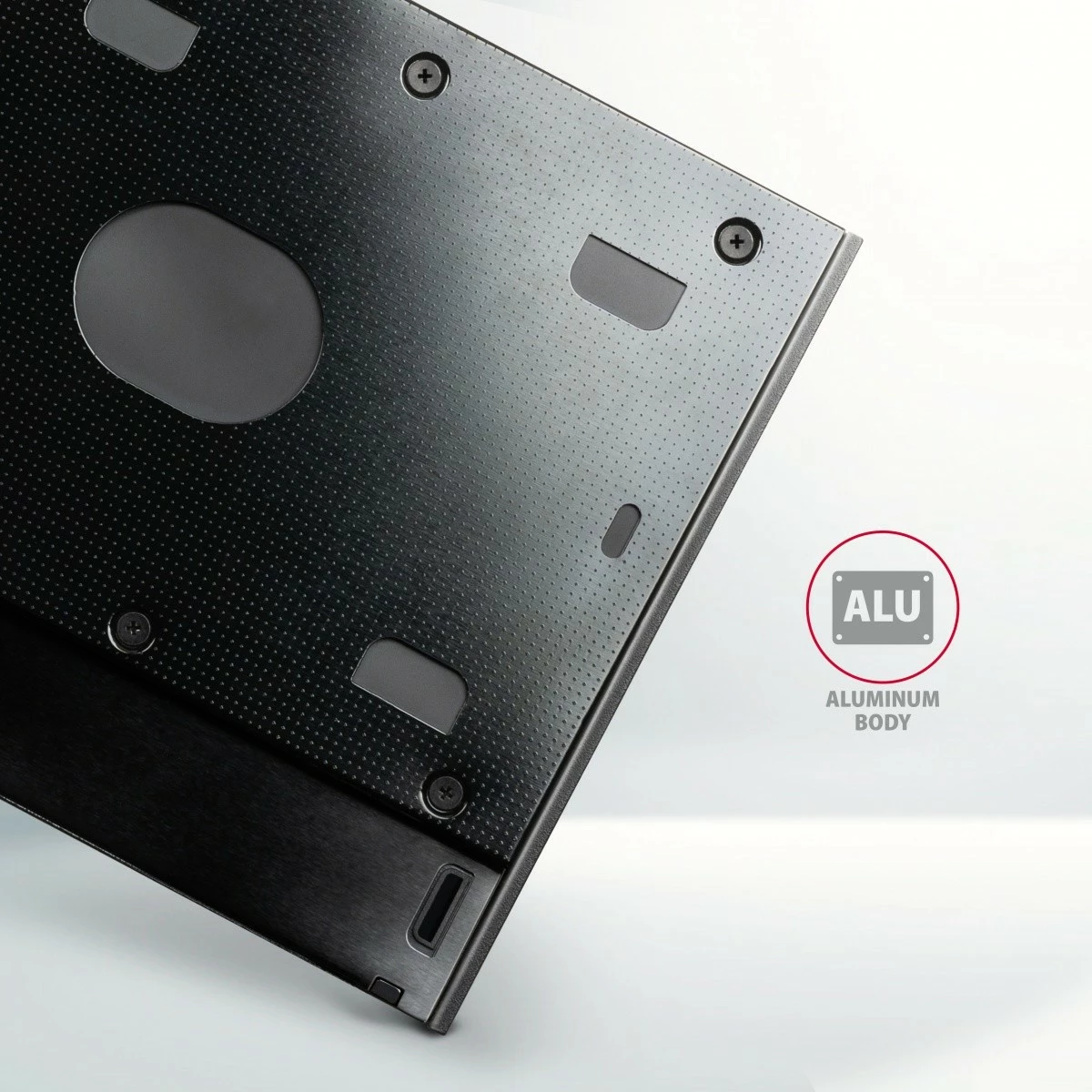Računalniško ohišje za SSD/HDD 2,5" za ležišče DVD 9,5 mm, alumin, črno — AXAGON RSS-CD09 Računalniško ohišje za SSD/HDD 2,5" za ležišče DVD 9,5 mm, alumin, črno — AXAGON RSS-CD09