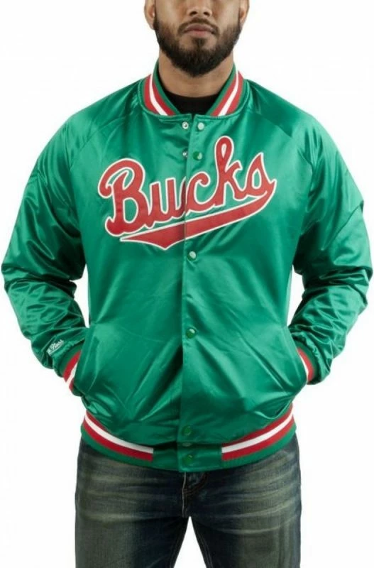 Jakna za moške Mitchell & Ness, NBA Milwaukee Bucks, zelena