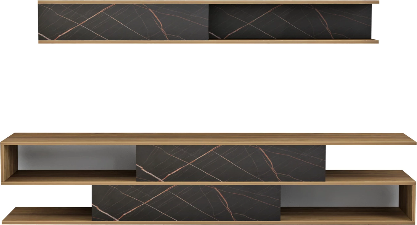 Komplet pohištva za TV Birgitta FH8903.12 iz melamina v naravno-črnem marmorju 181x31,5x39,6Hcm
