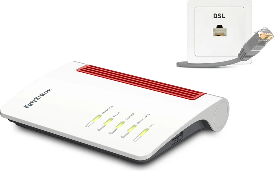 Router AVM FRITZ!Box 7530 AX 20002930, Wi‑Fi, DSL, rdeče na belem