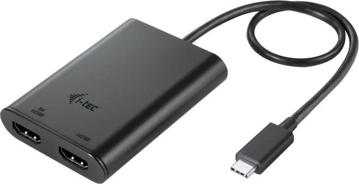 Video adapter USB-C, 2x HDMI, 8K/30Hz ali 2x 4K/60Hz, i-tec C31DUAL4K60HDMI, črn