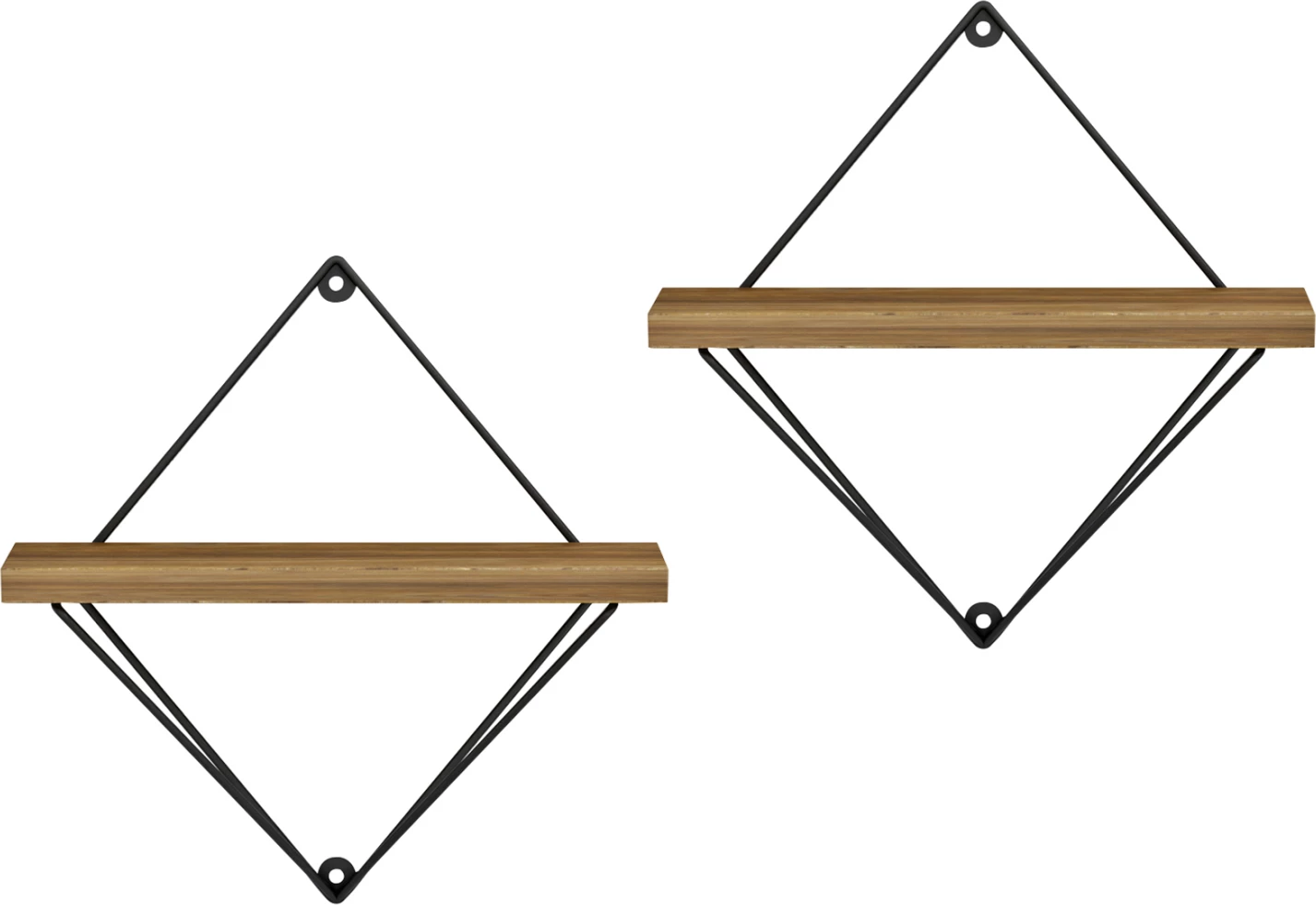 Stenske police 2-delni set ZANNARD FH8929.11 črna kovina-melamin v naravni 30x14x30Hcm