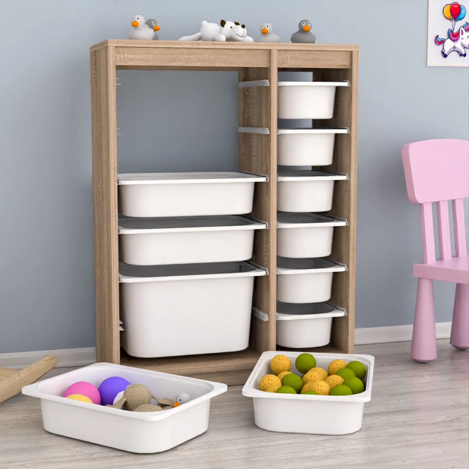 Komoda SANI FH18200.03 melamin v sonama-beli barvi P.E. predali 69x29,6x91,8H cm