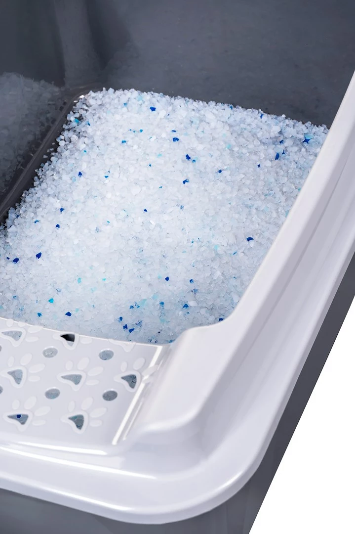 Kompaktna mačja posoda za mesto DIAMENTIQ Bonita, plastika, siva