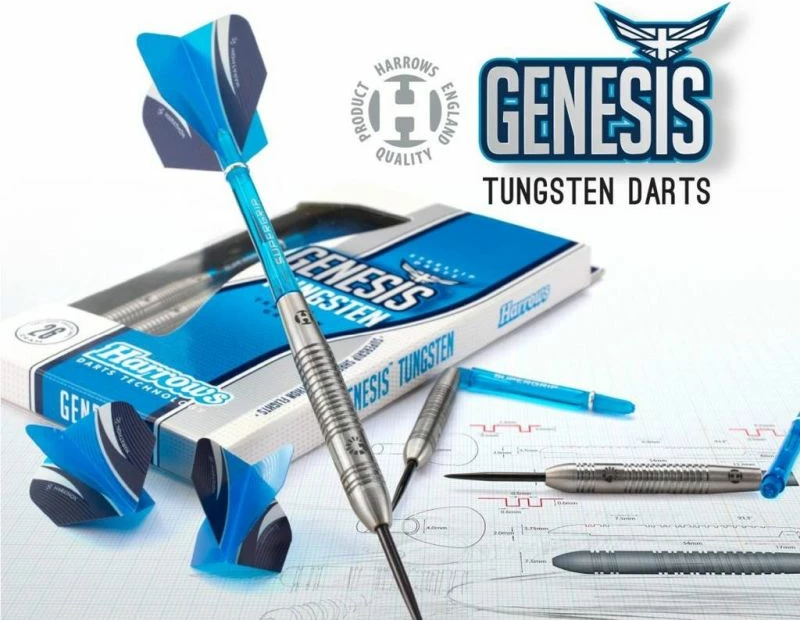 Puščice za pikado Harrows Genesis Tungsten, modre in srebrne