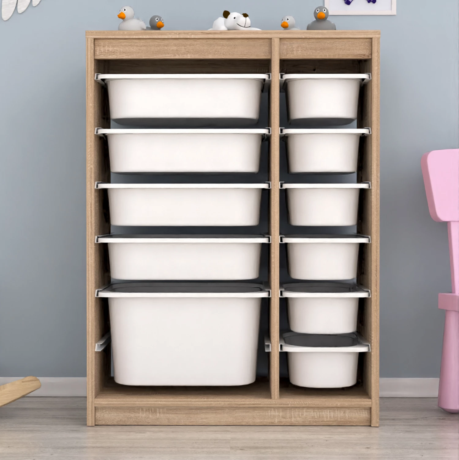 Komoda SANI FH18200.03 melamin v sonama-beli barvi P.E. predali 69x29,6x91,8H cm