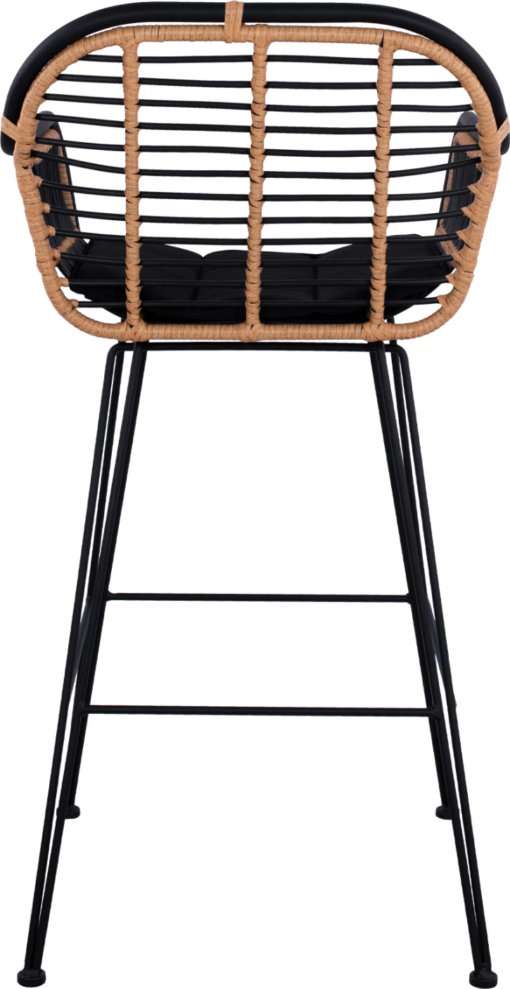 Kovinski barski stol Allegra FH5690 s pletenjem Črno-Bež 55x60x109cm