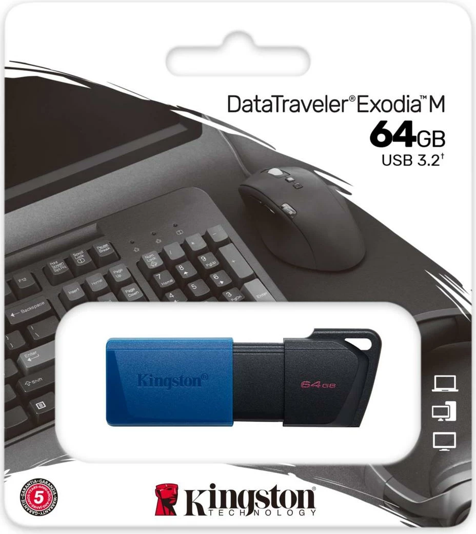 USB ključ 64GB Kingston DataTraveler Exodia M, črno/moder