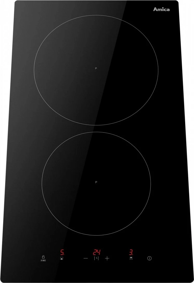 Indukcijska kuhalna plošča Amica PI3520U, 2 območji, 30 cm, 3,7 kW, upravljanje na dotik, vgradna raven, črna
