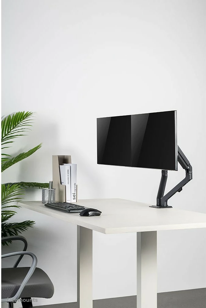Nosilec za dva monitorja Neomounts FPMA-D650DBLACK, 17–27 palcev, nastavljiva višina z gas spring, črn Nosilec za dva monitorja Neomounts FPMA-D650DBLACK, 17–27 palcev, nastavljiva višina z gas spring, črn