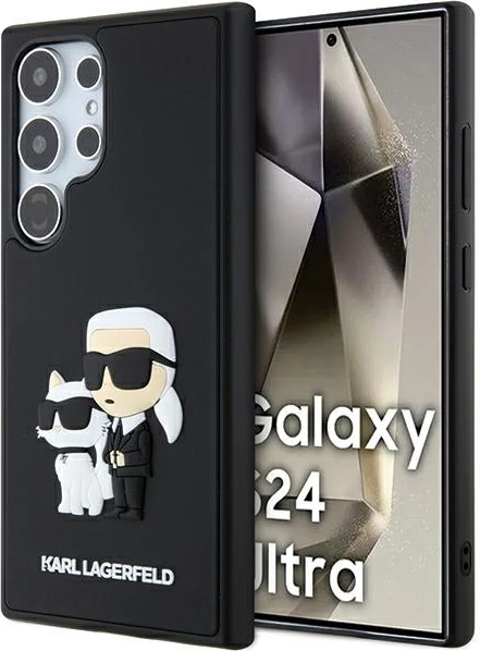 3D gumijast ovitek s Karl & Choupette za Samsung Galaxy S24 Ultra, Karl Lagerfeld, črn