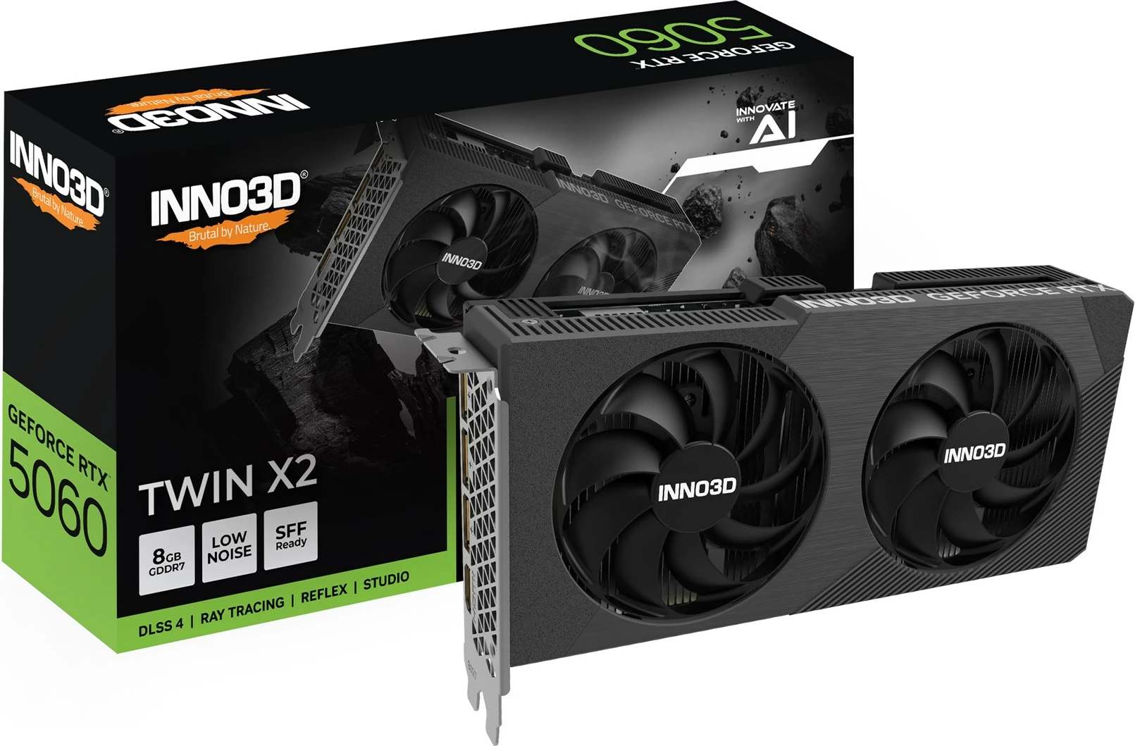 Grafična kartica 8 GB GDDR7, črna, INNO3D GeForce RTX 5060 Twin X2 Grafična kartica 8 GB GDDR7, črna, INNO3D GeForce RTX 5060 Twin X2