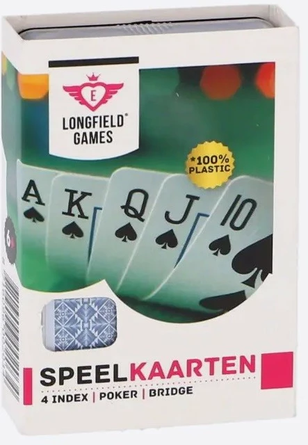 Igralne karte 100% plastične, 4 indeksi, s plastično škatlo — Bicycle Longfield Cards