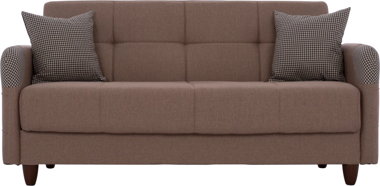 FH3246.01 Bež dvosed kavč-postelja z nasloni za roke in prostorom za shranjevanje