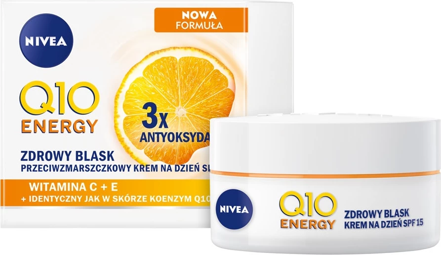 Dnevna krema proti gubam Nivea Q10 Plus Youthful + Full of Energy za ženske, SPF 15, 50 ml