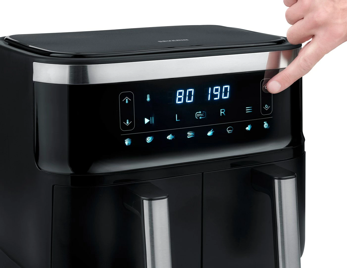 Friteza na vroč zrak Severin FR 2453, 3,25 L, dvojna, na dotik, črno/srebrna