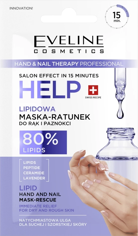 Maska Lipid za roke in nohte, Eveline Cosmetics Hand & Nail Therapy Professional, za ženske, 7 ml