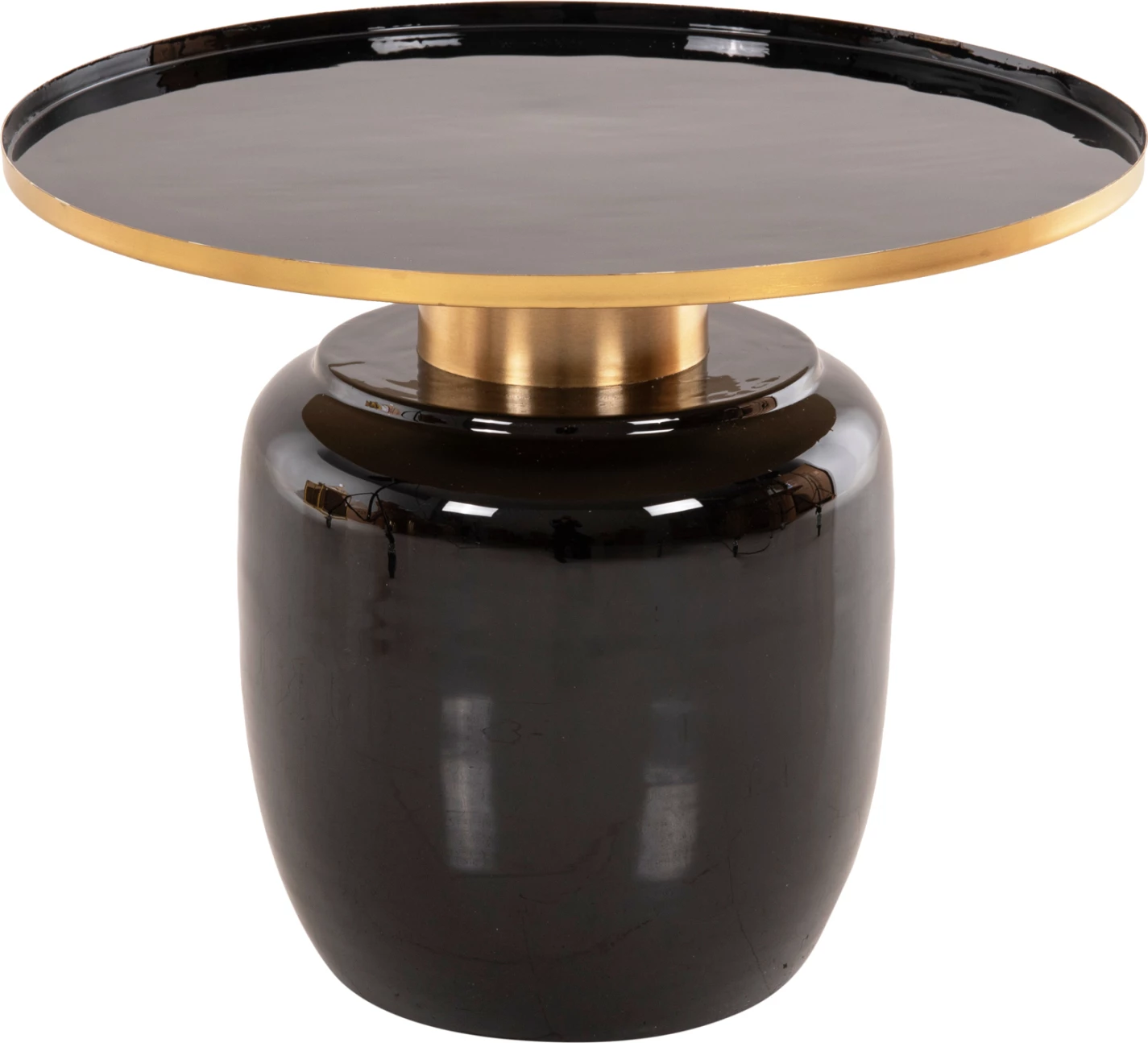 Pomožne mize 2 kosa FRYNX FH9662 kovinske v črni in zlati barvi Φ60 & Φ50,5 cm