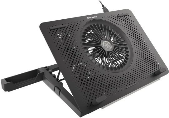 Hladilna podloga za prenosnik Natec Genesis Oxid 450 RGB, 15,6", 5 ventilatorjev, USB HUB, črna