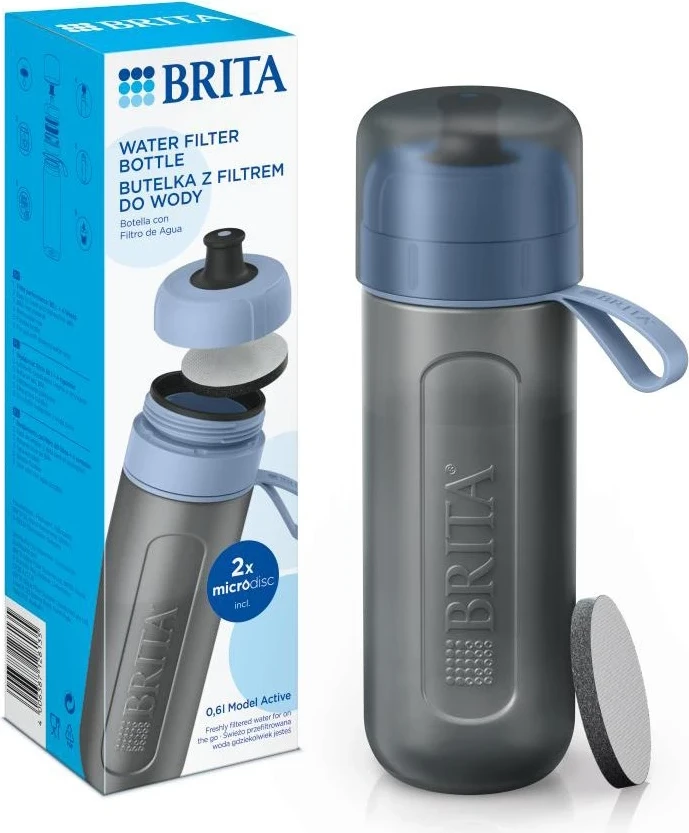 Filtrirna steklenica BRITA Active, modra, 600 ml, s 2 filtri