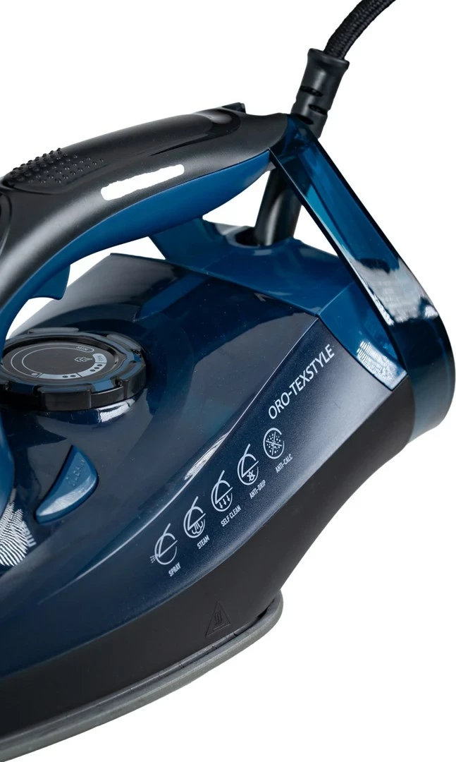 Hekalnik 3200 W, suho in parno likanje, Durilium AirGlide Autoclean, črn/moder Oromed ORO-TEXSTYLE