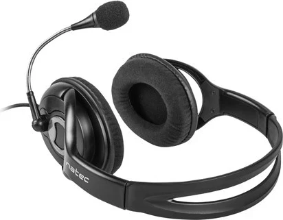 Slušalke z žico Natec Bear 2, z boom mikrofonom in nastavitvijo položaja, črne
