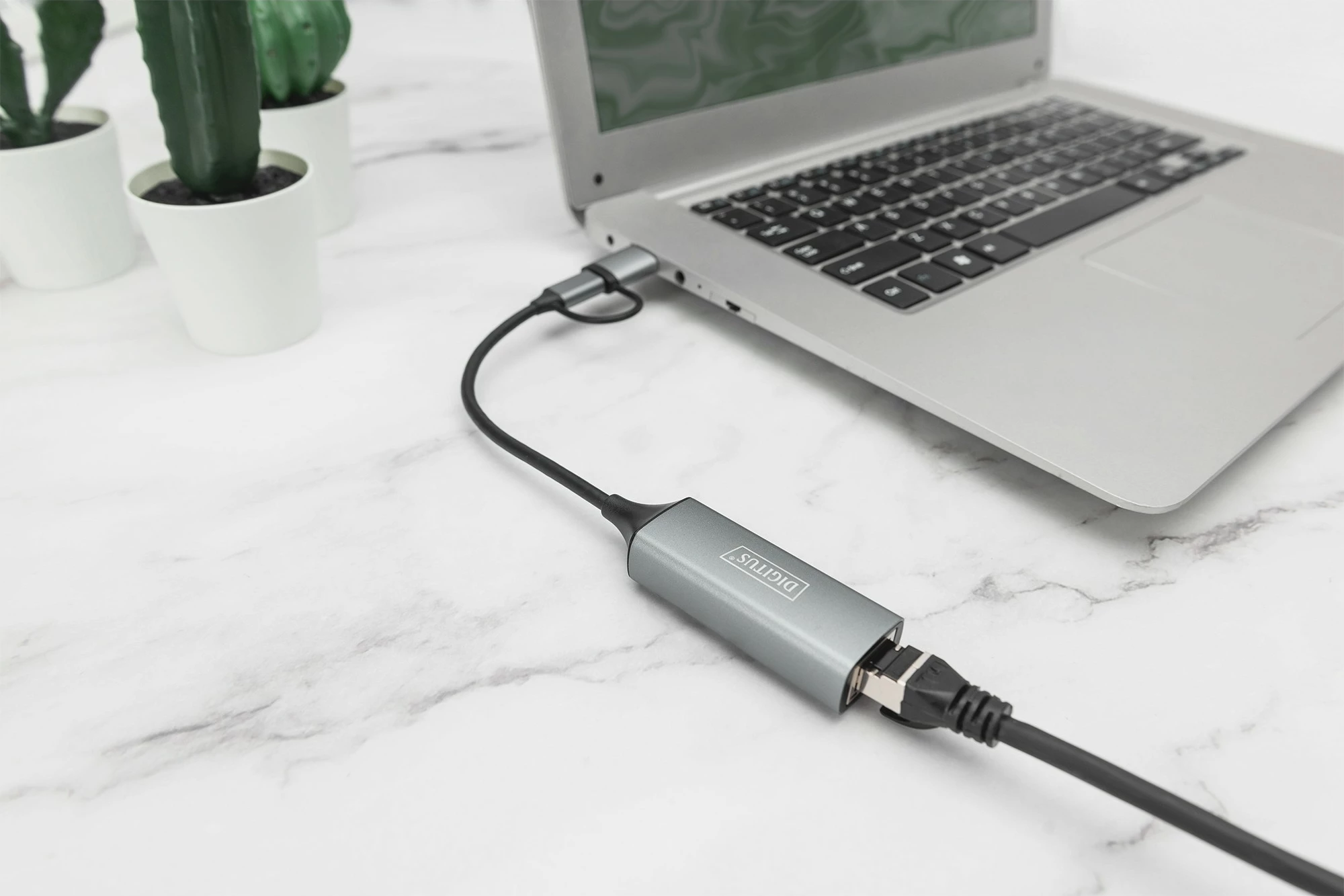 USB-C adapter za 2,5G Ethernet, Digitus USB 3.0/USB-C 3.1, sivi