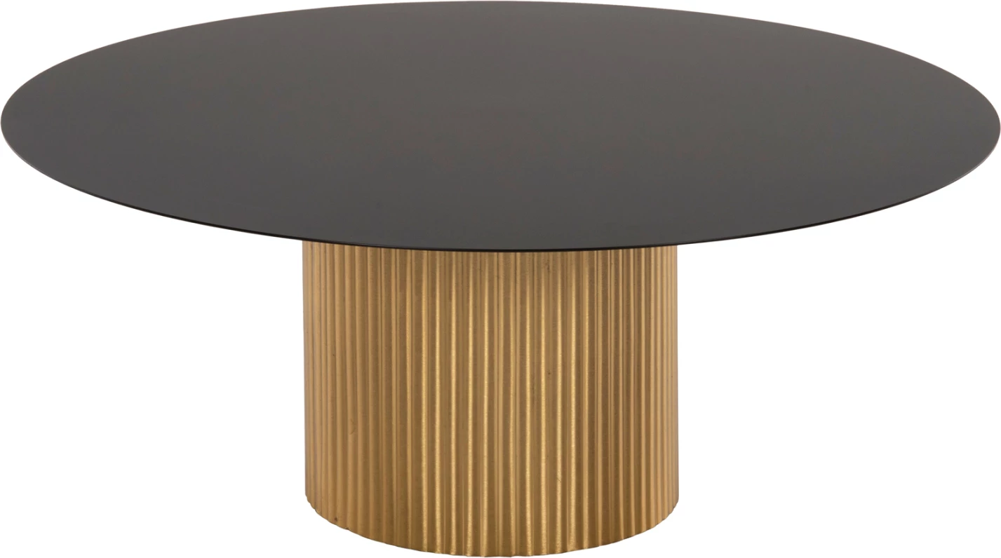 Klubske mize 2 kosa CLAD FH11916 kovinske v zlato-črni barvi vrh Φ110x38H & Φ80x32H cm