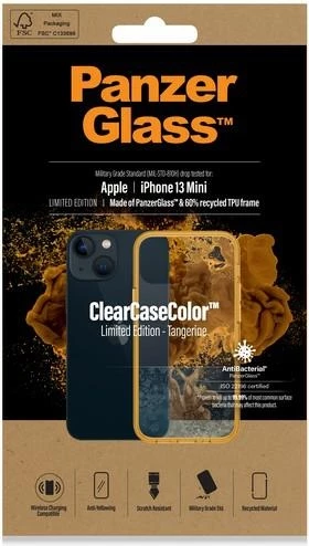 Ovitek za telefon PanzerGlass ClearCase za iPhone 13 Mini, prozoren/rumen