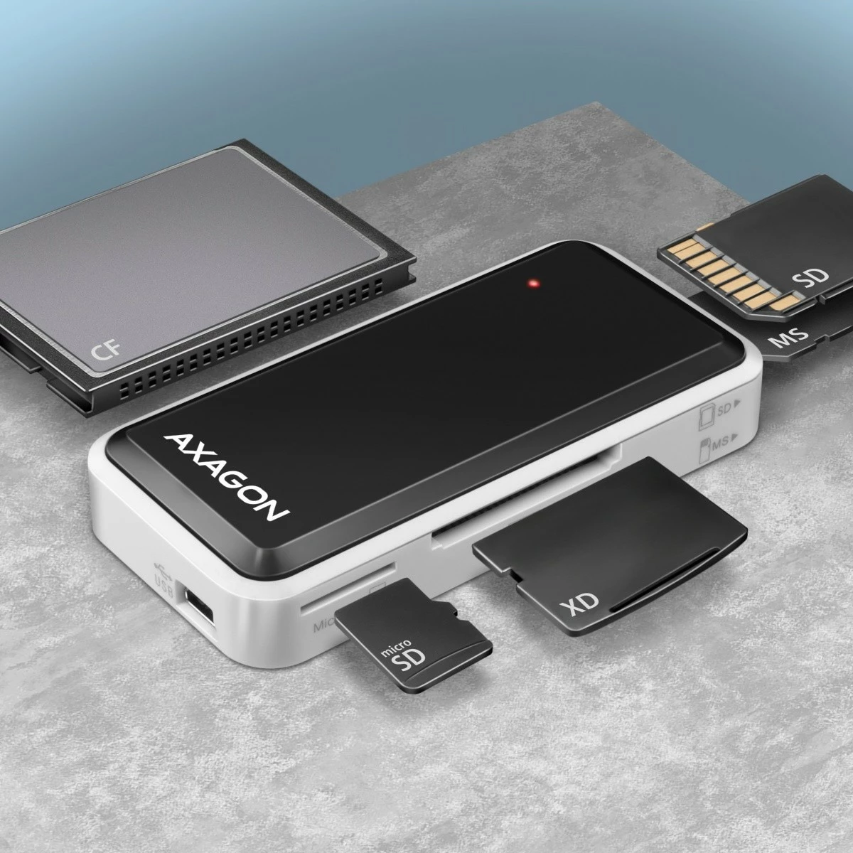 Bralnik kartic AXAGON CRE-X1, 5 rež, USB 2.0, črno/bel Bralnik kartic AXAGON CRE-X1, 5 rež, USB 2.0, črno/bel