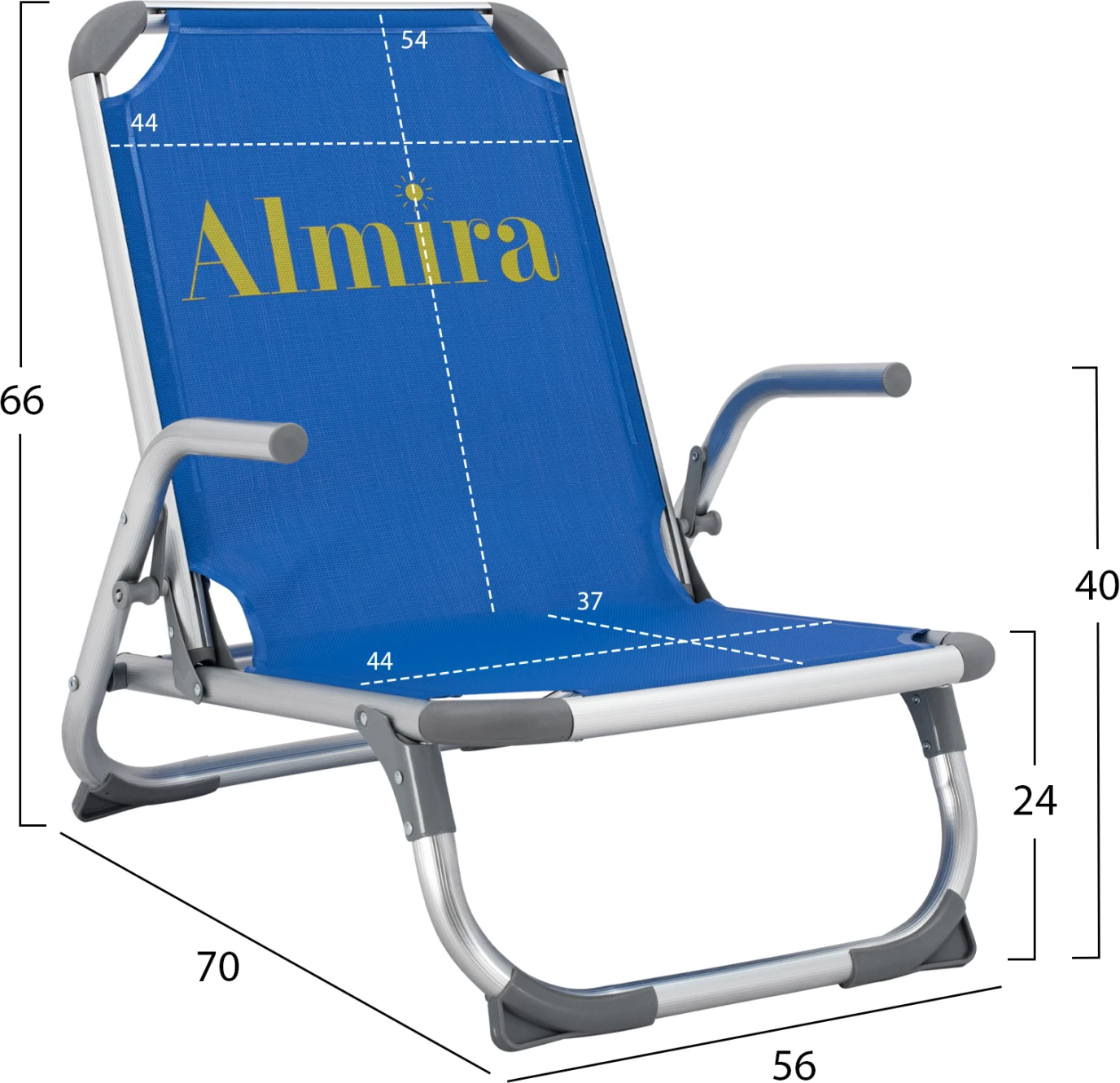 Stol za plažo FH5053.01 težki tip moder aluminij 56x70x66 cm