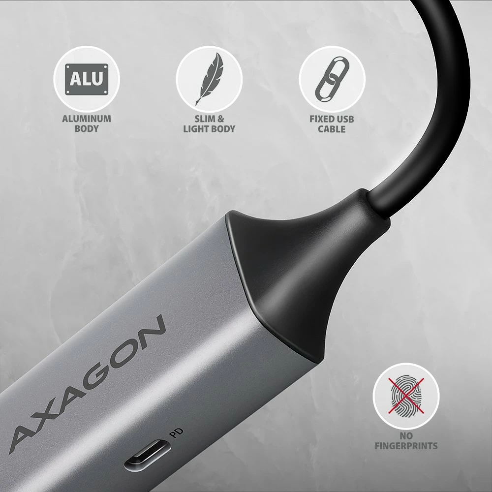 Omrežna kartica AXAGON ADE-TXPD, USB-C 3.2 Gen 1, Gigabit Ethernet, Power Delivery 100W, siva Omrežna kartica AXAGON ADE-TXPD, USB-C 3.2 Gen 1, Gigabit Ethernet, Power Delivery 100W, siva
