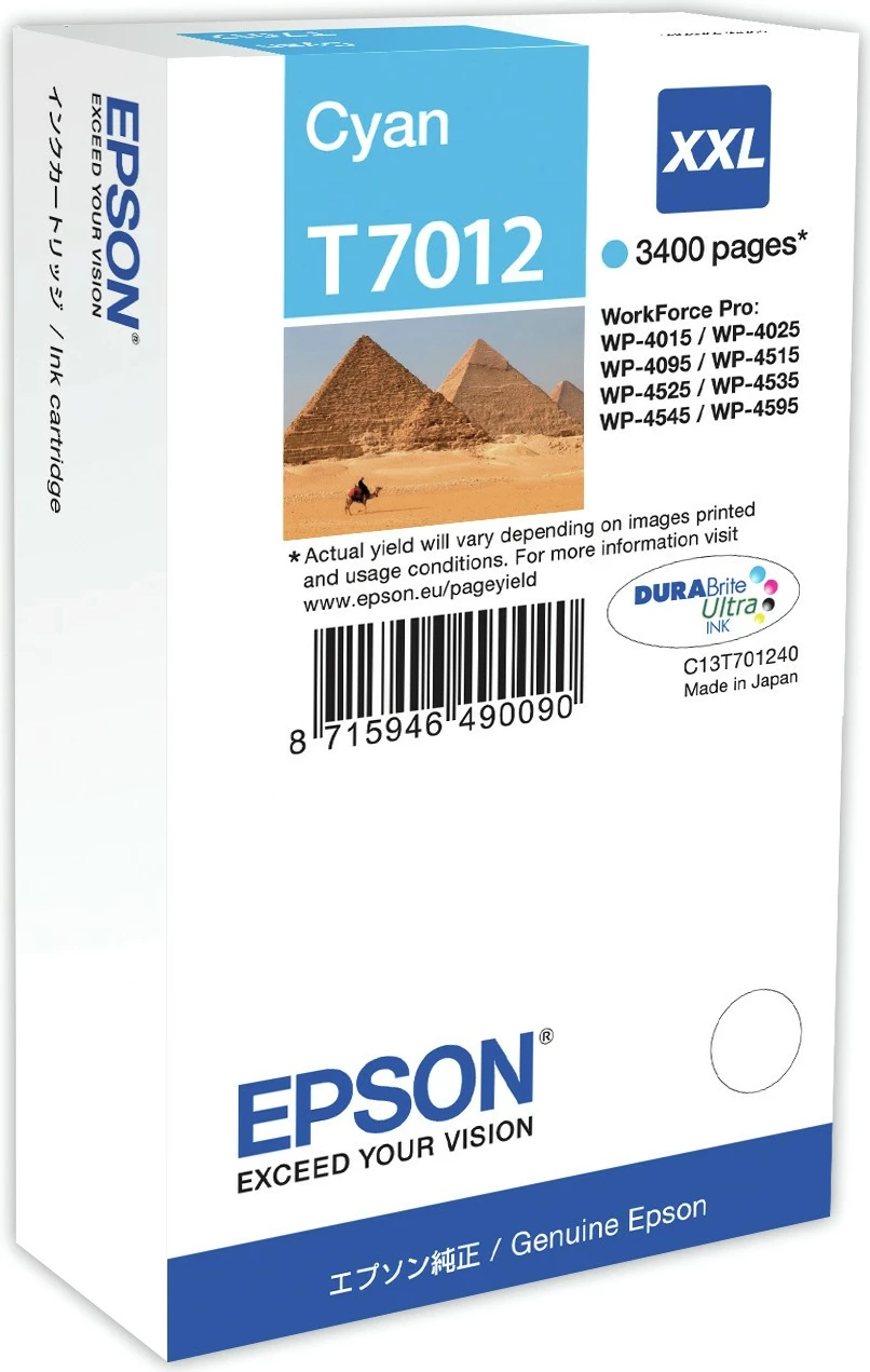 Cartridge z barvo cyan Epson XXL 3,4k, 34,2 ml