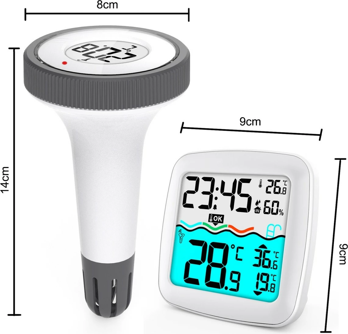 Merilnik vremena z merilcem temperature za bazen GreenBlue GB216, bel