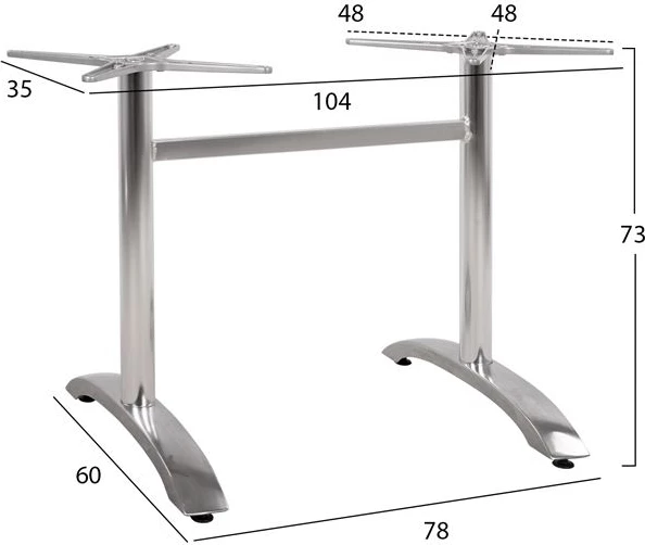 Aluminijasta osnova 2 nogi FH461.03 kromirana 78x60x73 cm