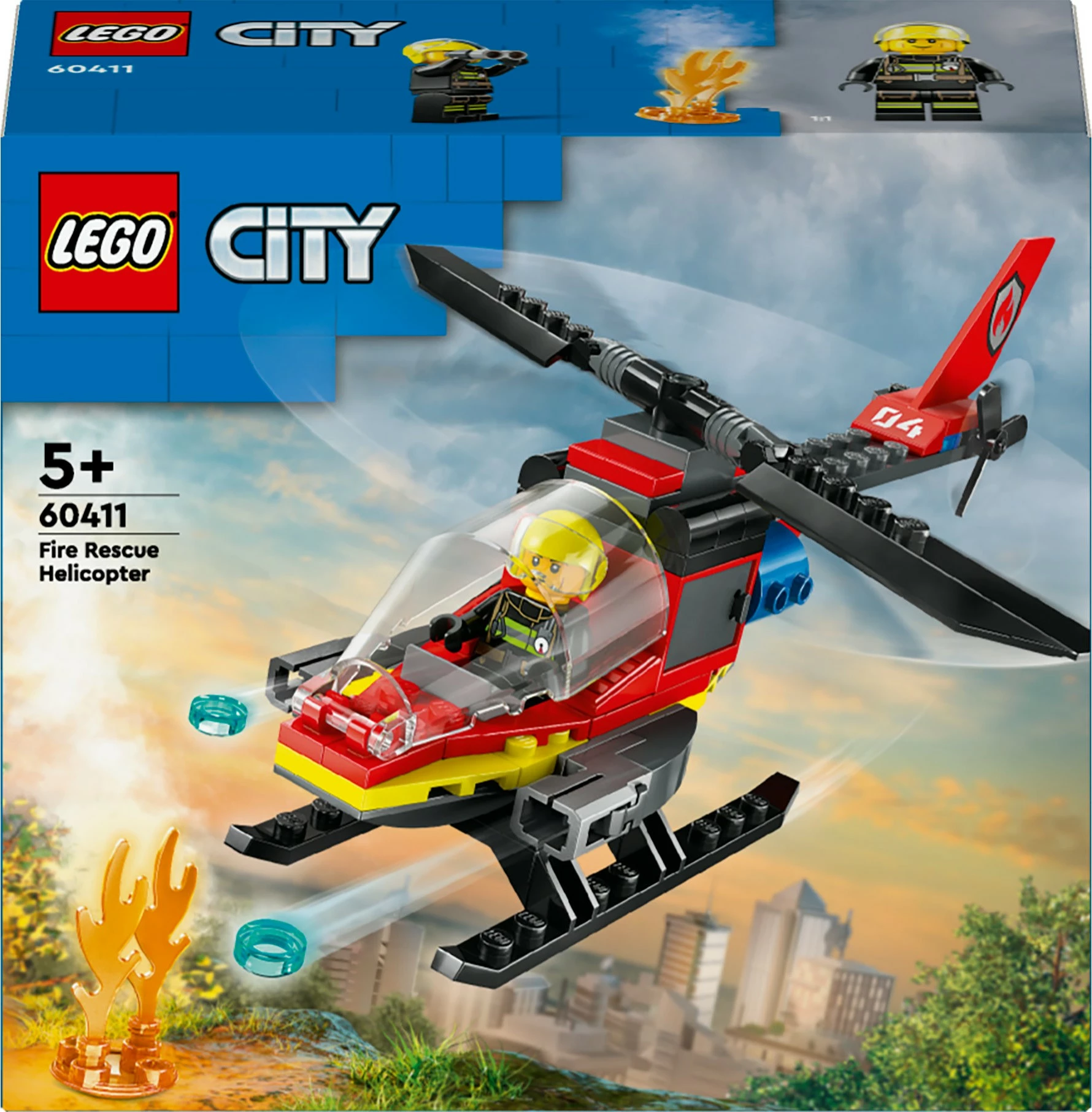 Helikopter za gašenje požara, set za sestavljanje LEGO City 60411, 85 delov, večbarven