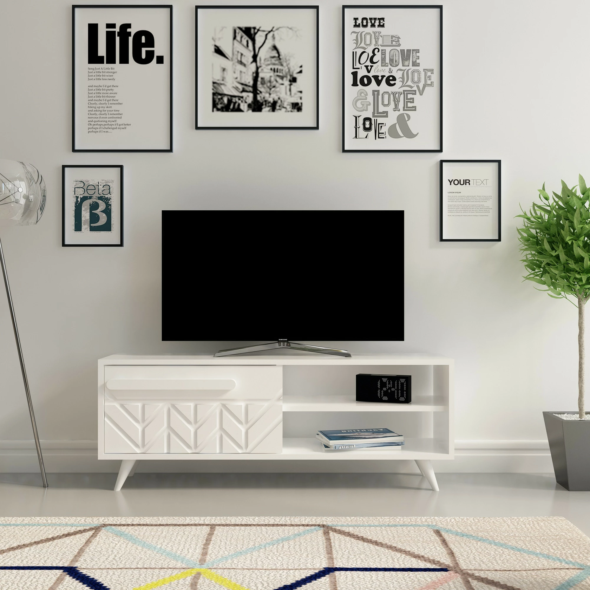 Komoda za TV Hanah Home Venedik, bela, 120x43.7x29.5 cm