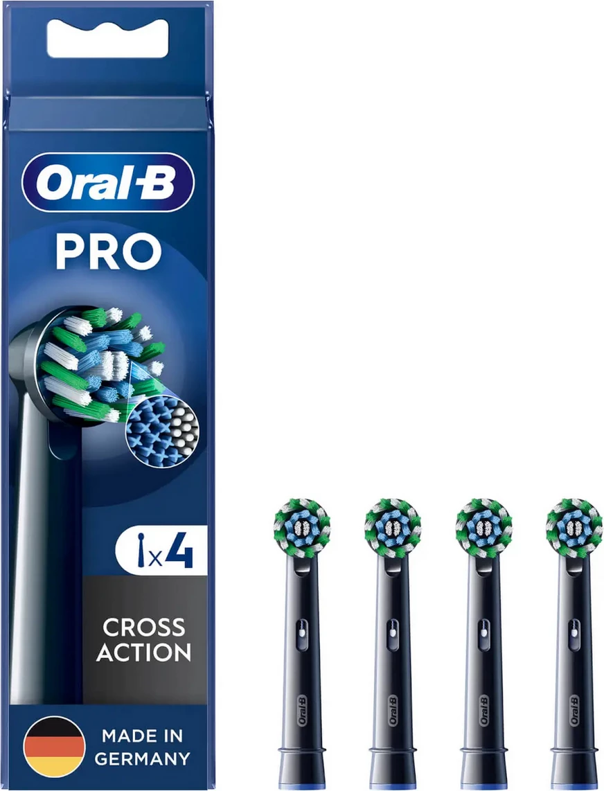 Nadomestna glava sonične zobne ščetke, Oral-B 860236 Cross Action, črna, set 4 kos