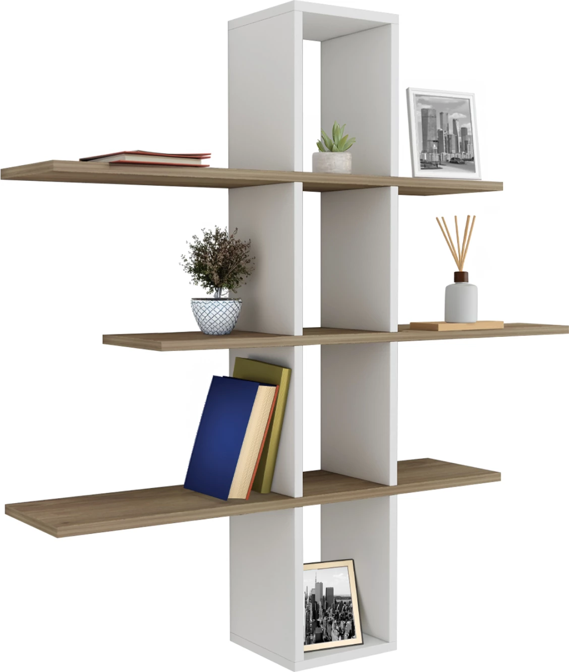 Stenske police DOMINIC FH8976.11 melamin v naravno-beli 96x19,5x101Hcm