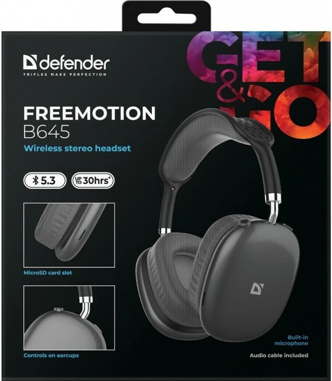 Brezžične slušalke Defender FreeMotion B645, Bluetooth 5.3, stereo, mikrofon, črne