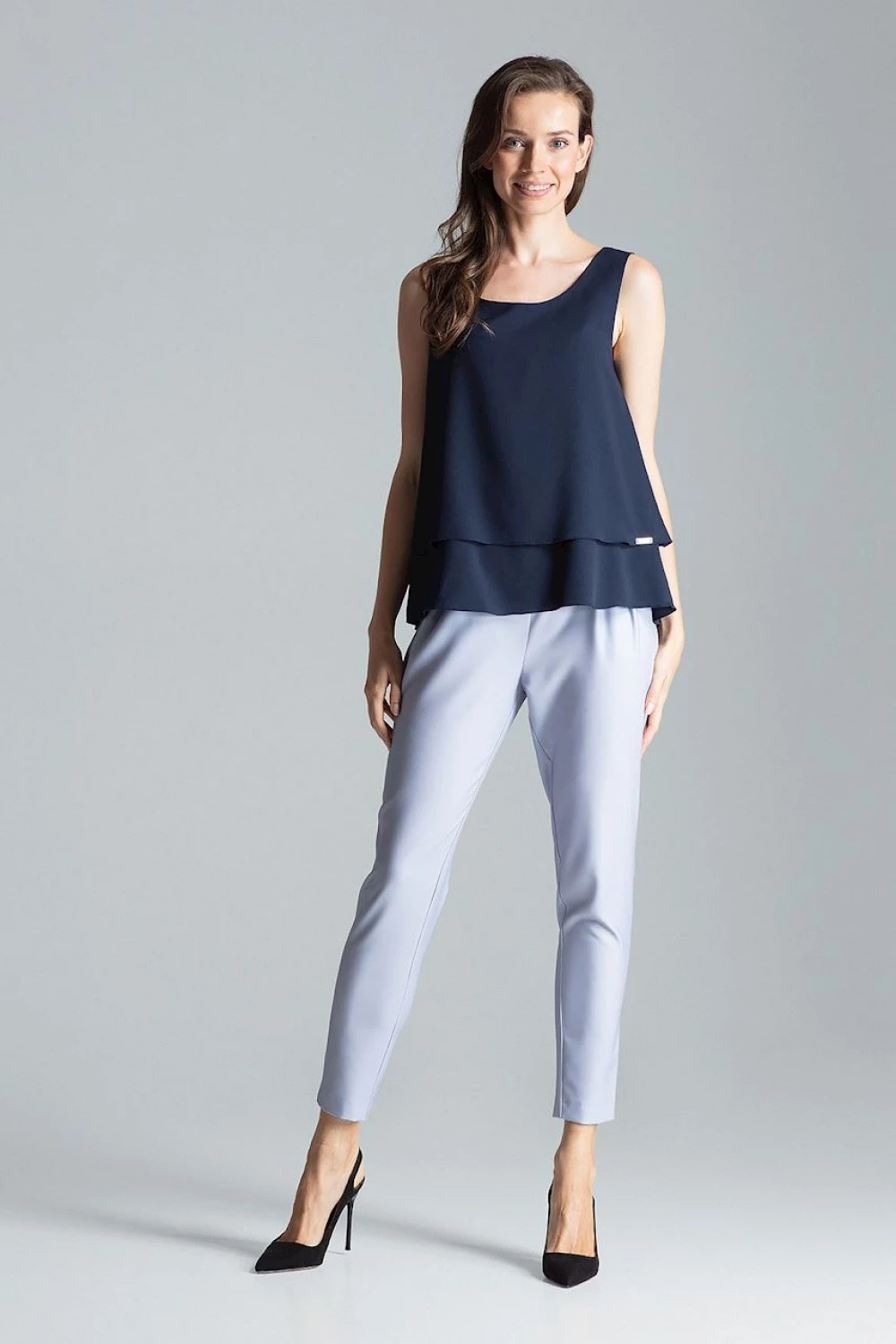 Elegantna brezrokavna bluza Figl 135767, temno modra