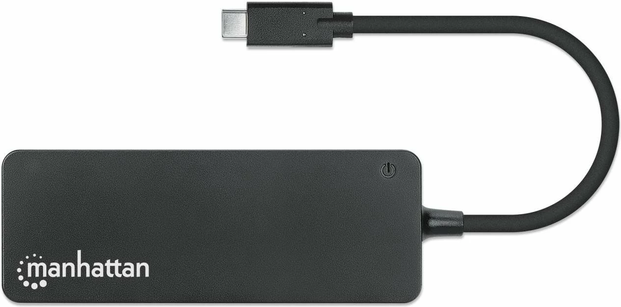 USB razdelilec 7 vrat MANHATTAN, USB-C na USB-A, 5 Gbit/s, črn