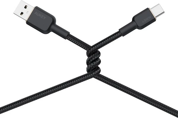Kabél USB Type-A na USB Type-C, 1 m, 60 W, najlon, črn AUKEY CB-NAC1