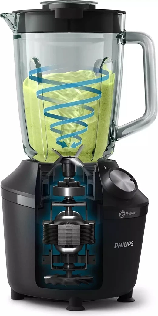 Mešalnik ProBlend Crush Tech Philips 3000 series HR2291/01, 600 W, 2 L, črn Mešalnik ProBlend Crush Tech Philips 3000 series HR2291/01, 600 W, 2 L, črn