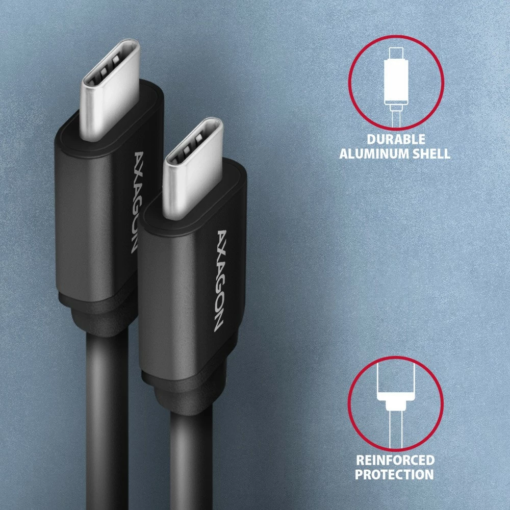 Kabel USB-C na USB-C, AXAGON BUCM-CM20TB Twister, 1,1 m, črn Kabel USB-C na USB-C, AXAGON BUCM-CM20TB Twister, 1,1 m, črn