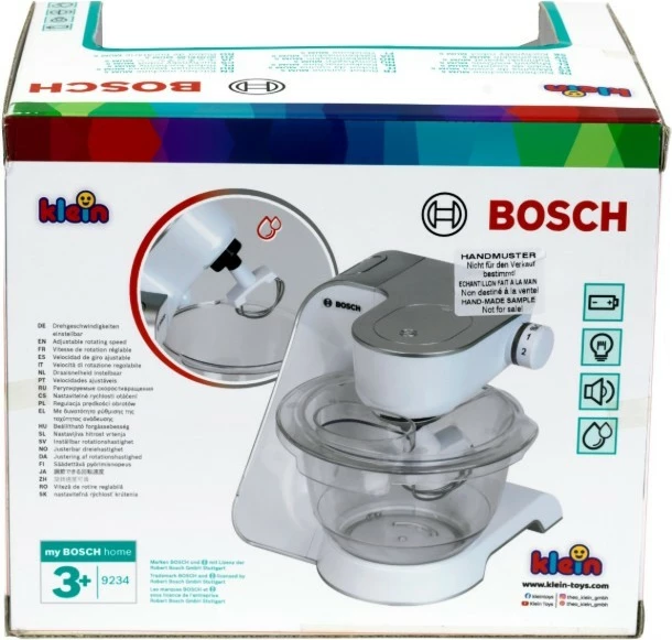 Kuhinjski robot igrača, Klein 9234, 2 hitrosti, luči in zvok, licenca Bosch, 3+ let, na baterije, srebrn