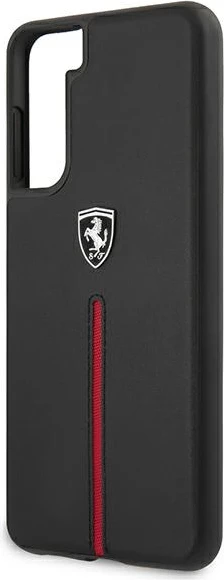 Zaščitni ovitek Ferrari Off Track za Samsung Galaxy S21+, naravno usnje, črn