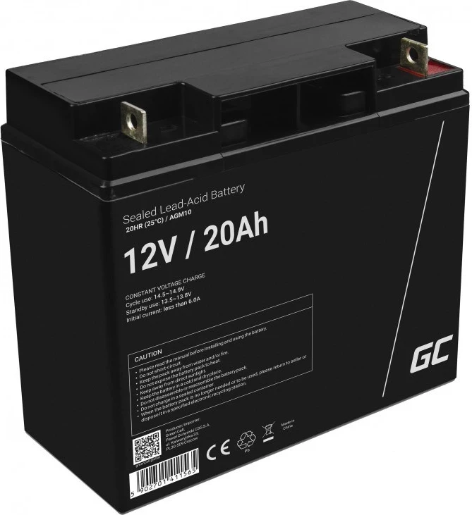 Akumulatorska baterija AGM 12 V, 20000 mAh, črna - Green Cell AGM10