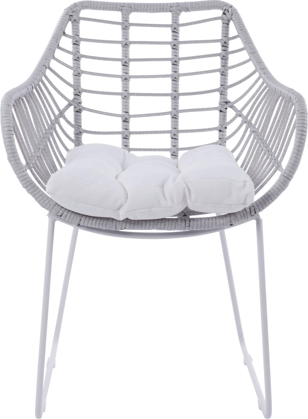 Kovinski naslanjač bel mat in siv pleten FH5300.02