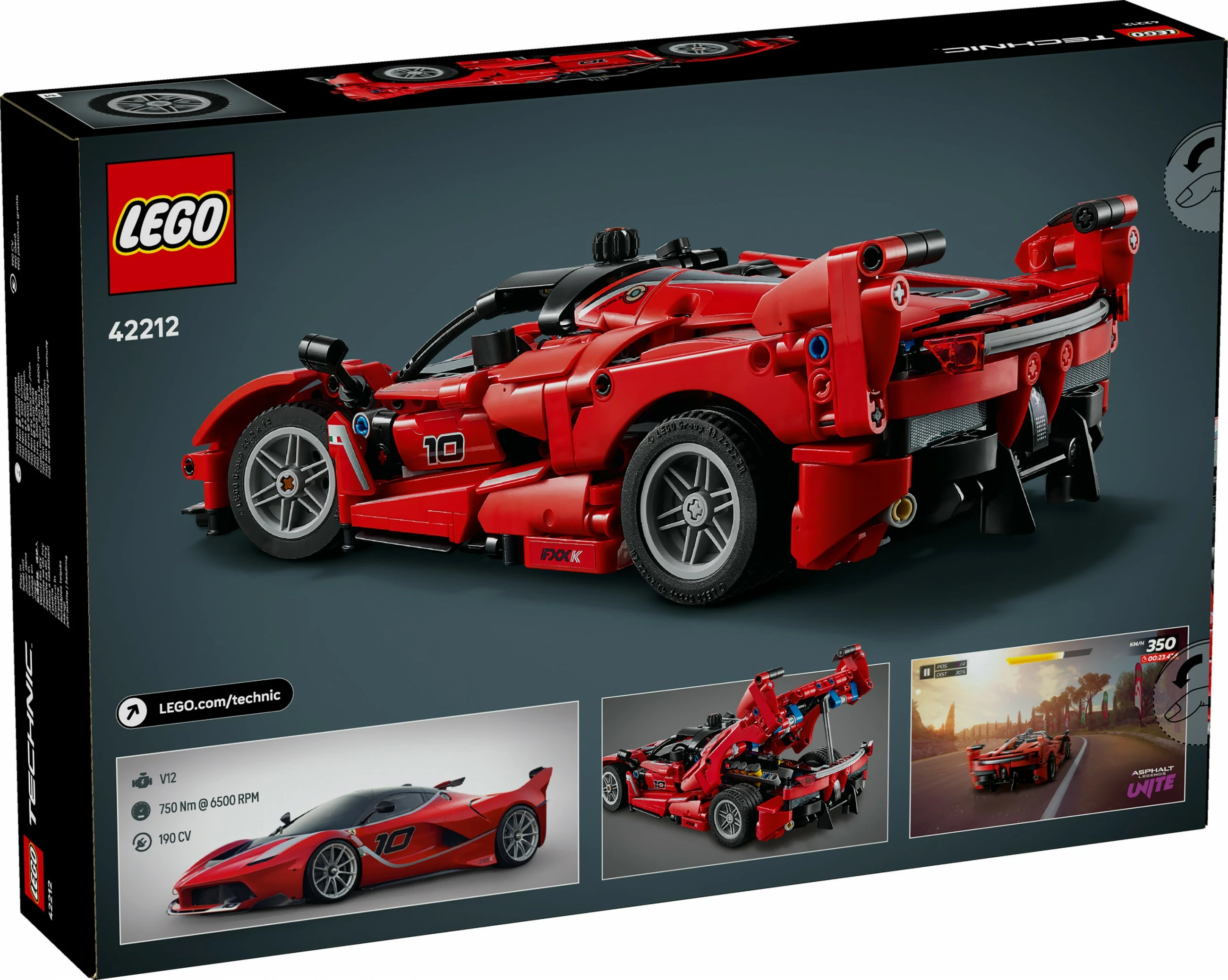 Detajni komplet za sestavljanje Ferrari FXX K LEGO Technic 42212, 897 kosov, večbarven